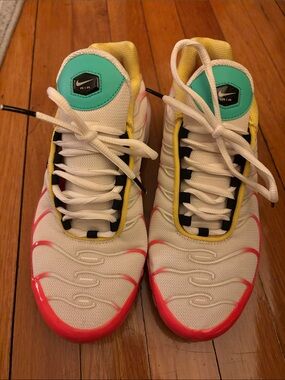 Nike White Sneakers with Pink, Yellow & Teal Accents